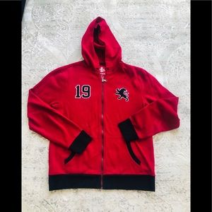 Express men’s hoodie zip up red sweater Large (Fits like Medium)